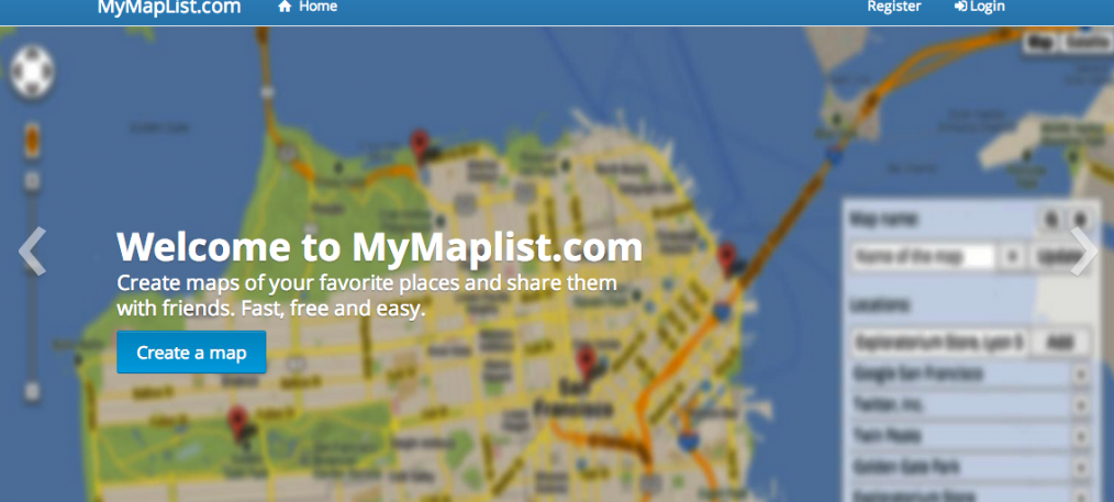 mymaplist.com mapping website