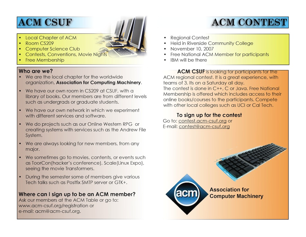 ACM Contest Flyer 2007