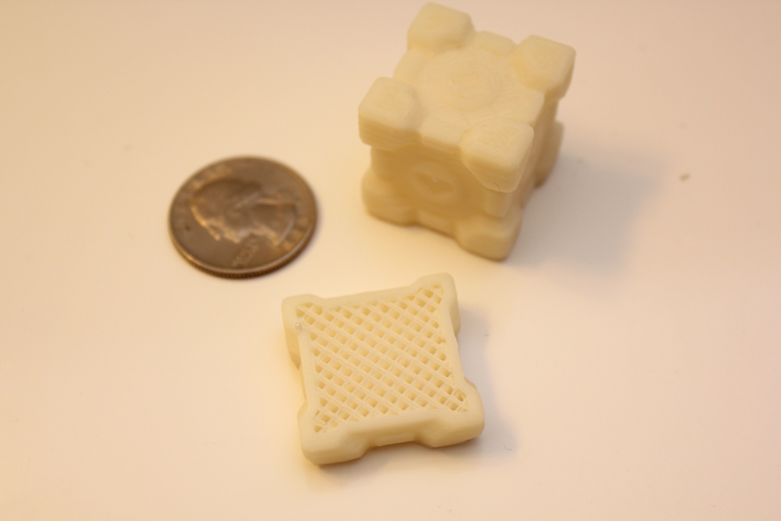 Companion cube printed with 20% infill and shown sliced