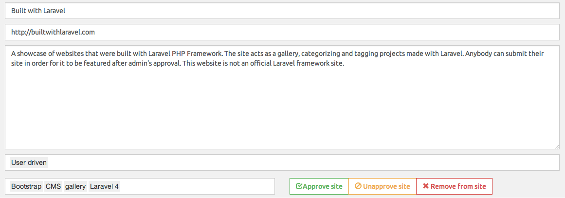 Builtwithlaravel CMS – adding websites