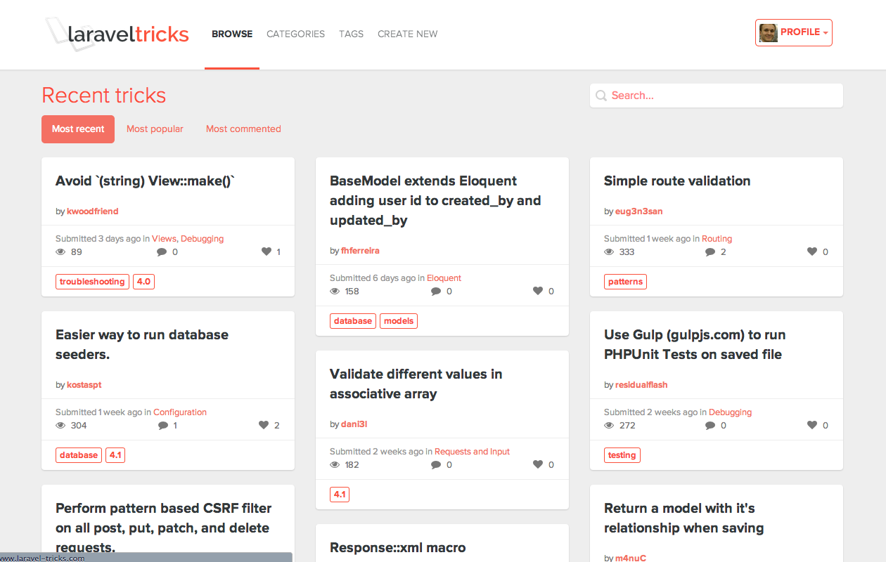 Laravel tricks website