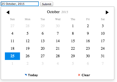 Figure 8.4 Setting data-value results in the pre-defined calendar setting